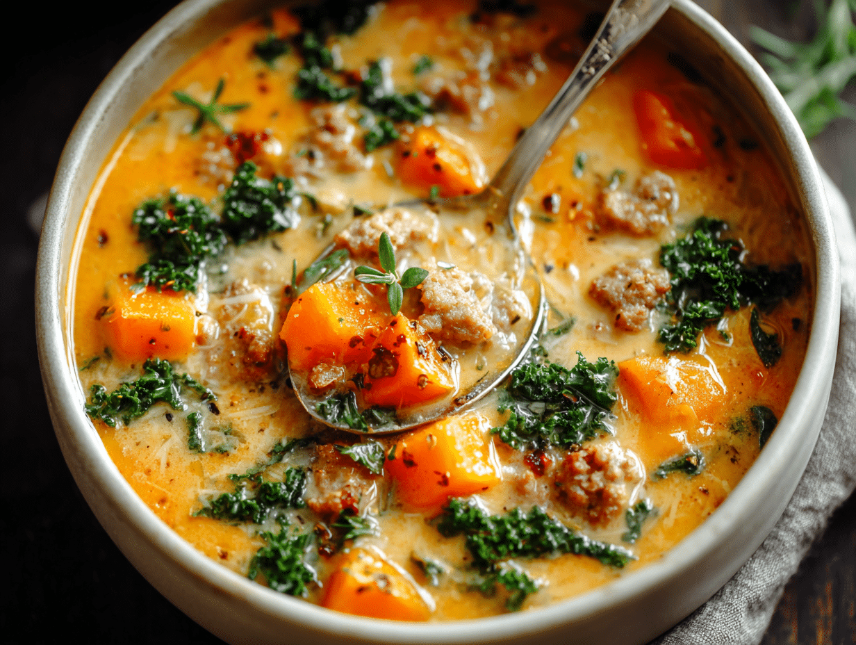Sausage, Sweet Potato & Kale Soup