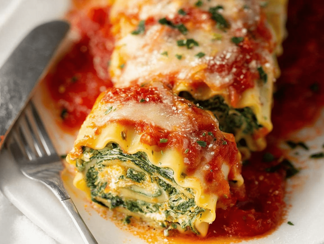 Spinach Lasagna Roll Ups