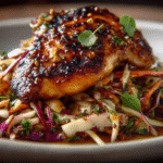 Sticky Apple Cider Chicken with Crisp Autumn Slaw