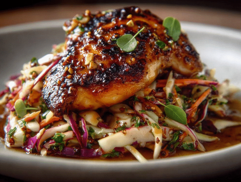 Sticky Apple Cider Chicken with Crisp Autumn Slaw