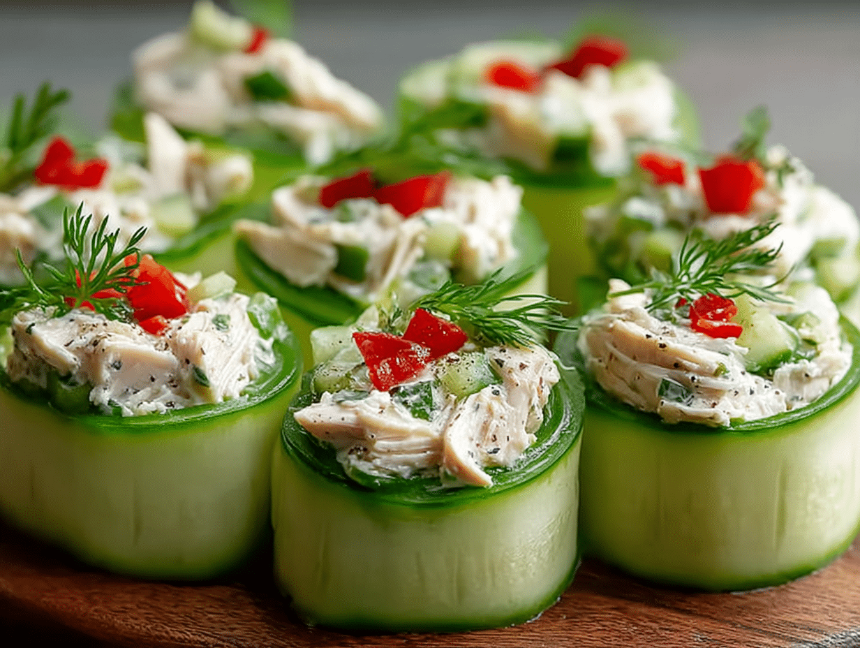 Tasty Chicken Salad Cucumber Roll Ups