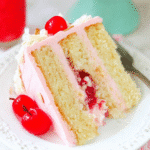 Gluten-Free Almond Cake with Maraschino Cherry Buttercream Frosting