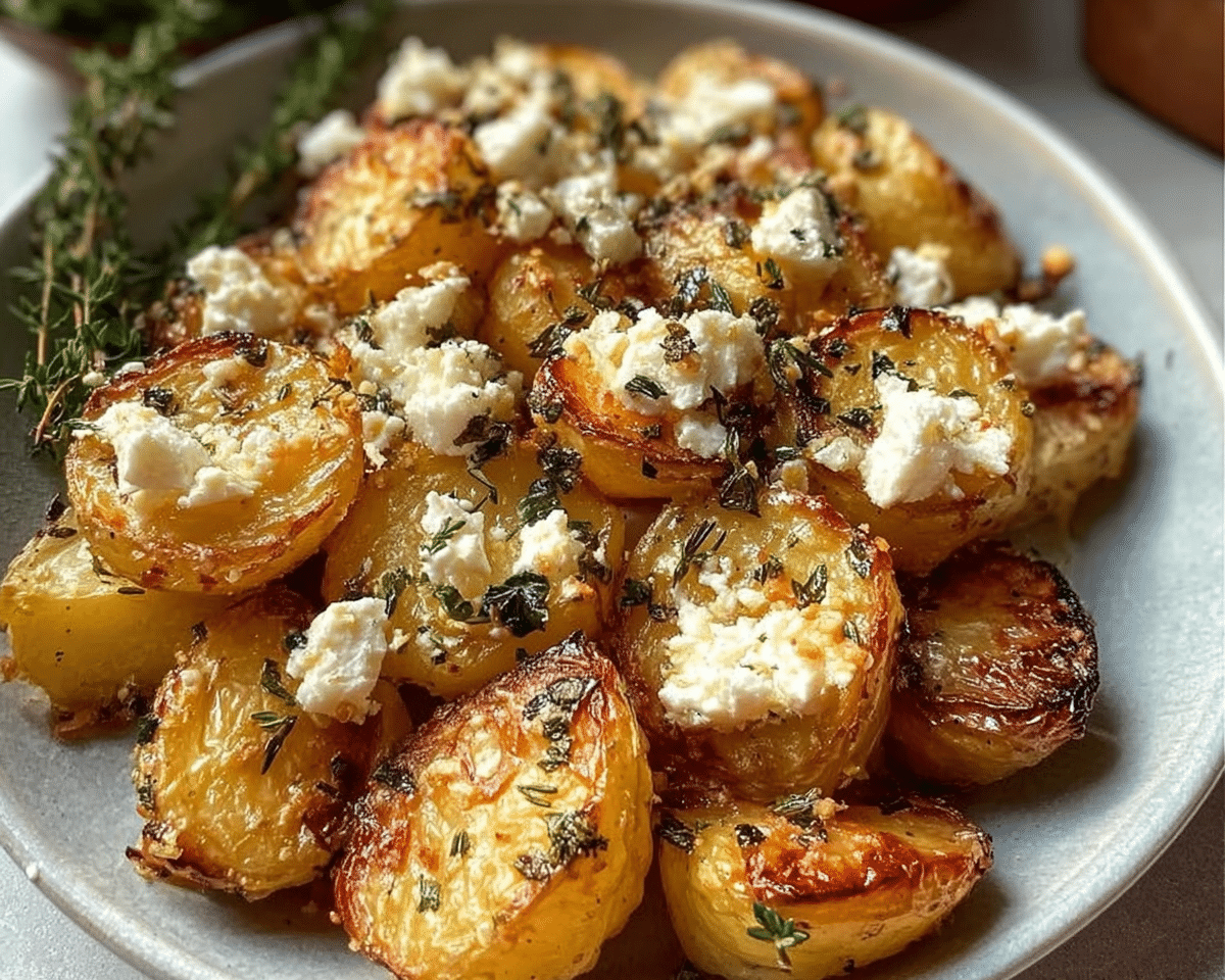 Gluten-Free Baked Lemon Thyme Feta Potatoes For Spring Dinner