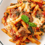 Gluten-Free Baked Penne with Sausage and Spinach For Spring