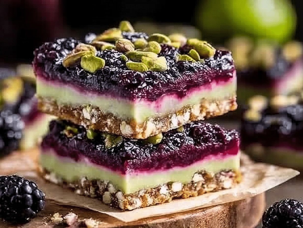 Gluten-Free Blackberry Pistachio Dream Bars