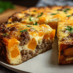 Gluten-Free Cheesy Sweet Potato Quiche with Ground Turkey