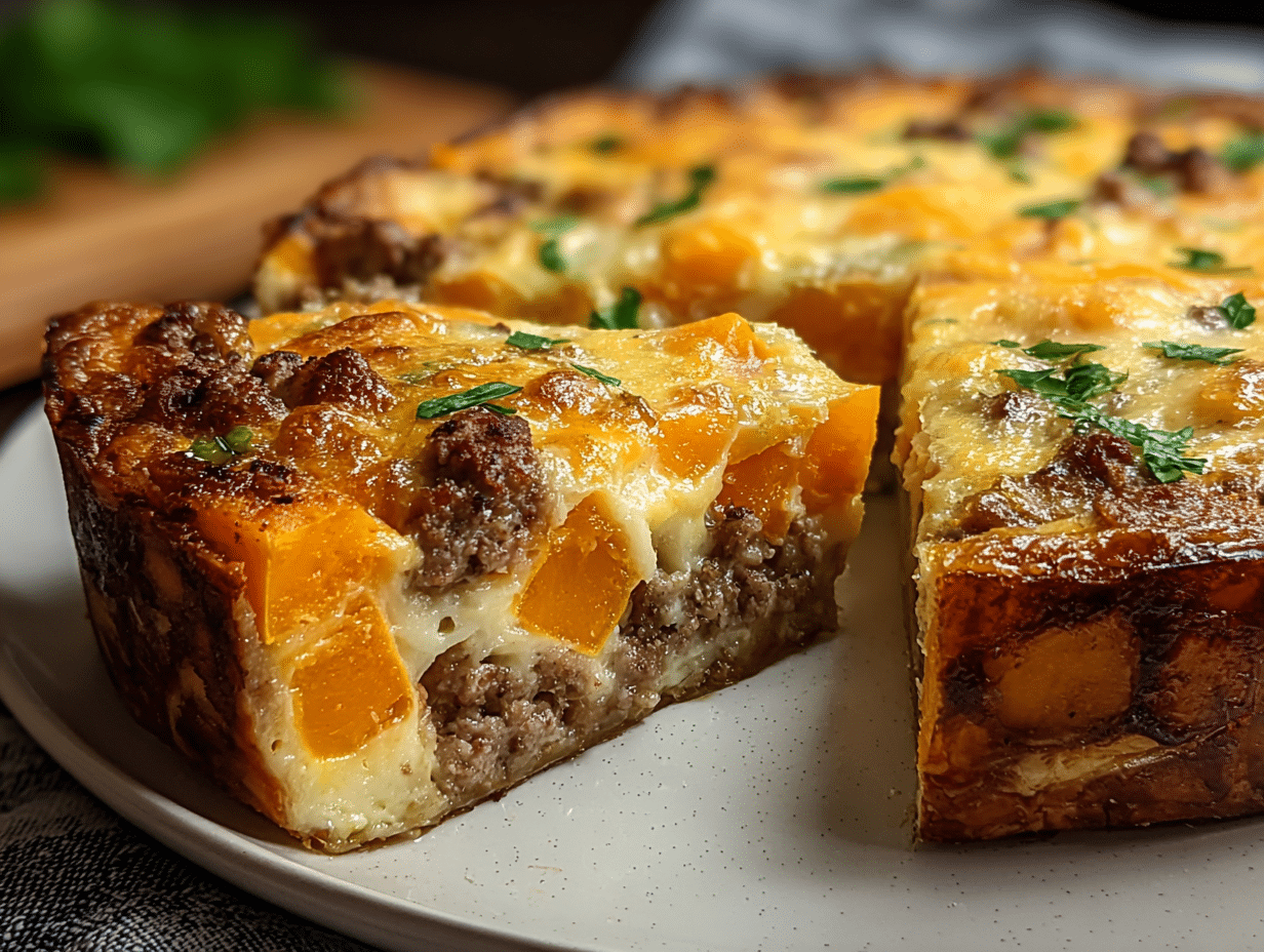 Gluten-Free Cheesy Sweet Potato Quiche with Ground Turkey