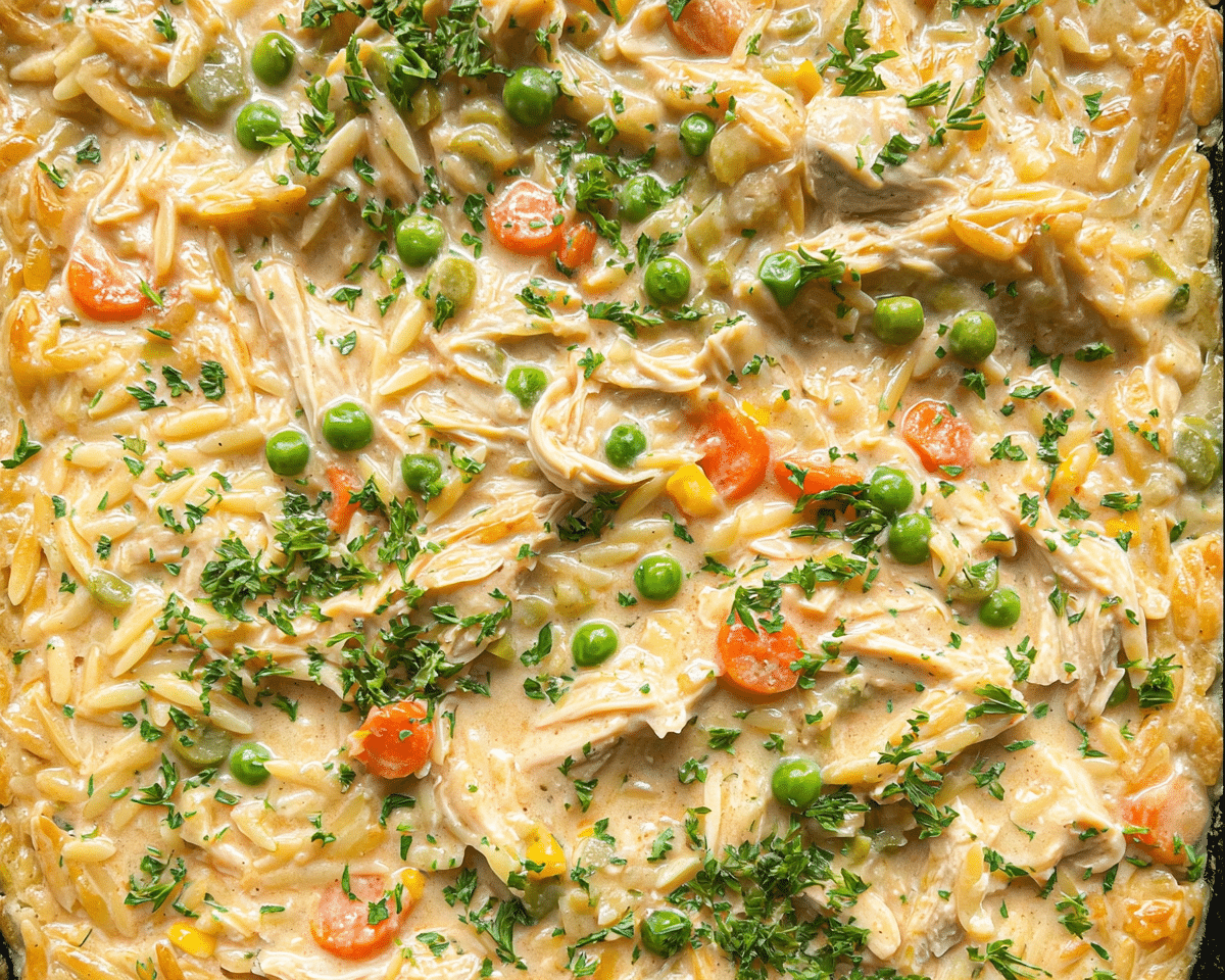 Gluten-Free Chicken Pot Pie with Orzo For Spring Dinner