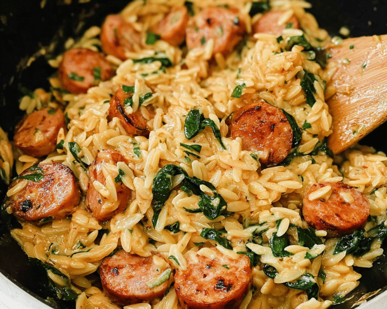 Gluten-Free Chicken Sausage Orzo For Spring Dinner