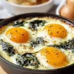 Gluten-Free Coddled Eggs with Spinach For St Patrick's Day