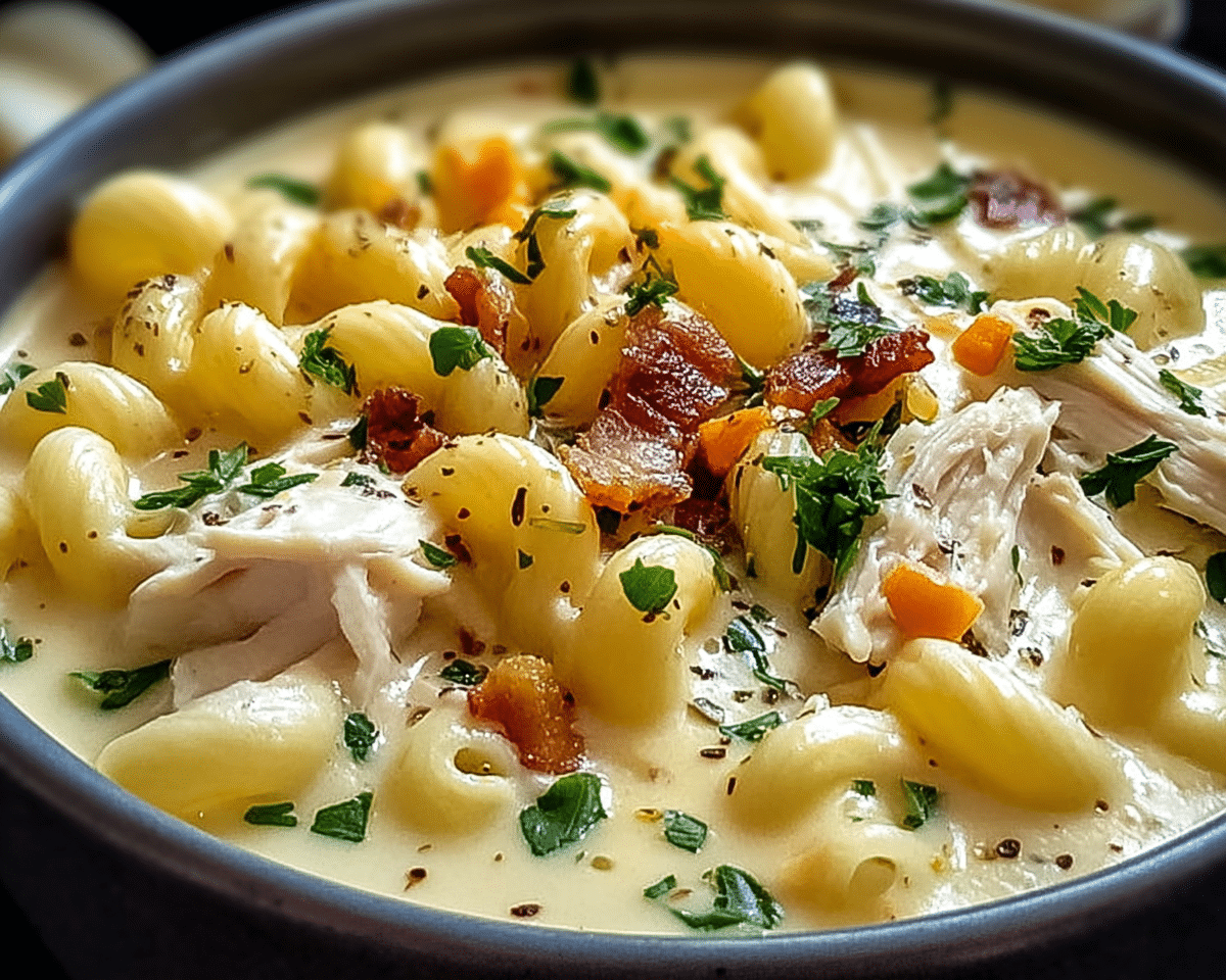 Gluten-Free Creamy Chicken Macaroni Cheese Soup