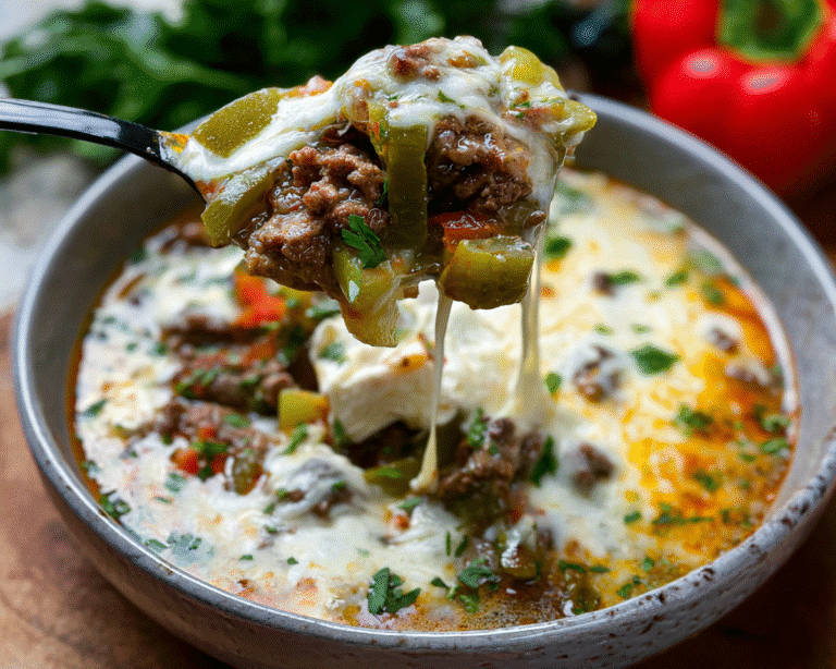 Gluten-Free Creamy Philly Cheese Steak Soup