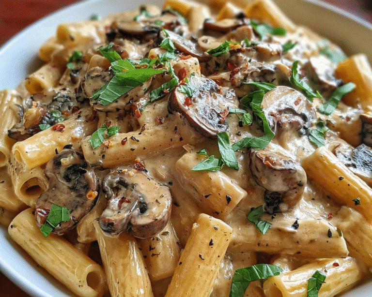 Gluten-Free Creamy Tuscan Mushroom Pasta Skillet