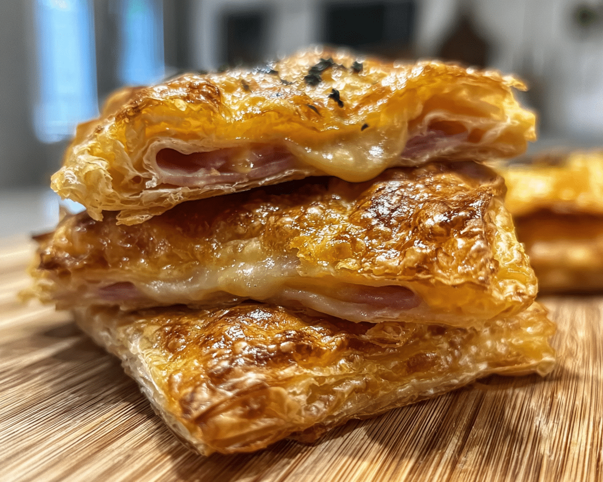 Gluten-Free Crispy Ham & Cheese Puff Pastry Stacks