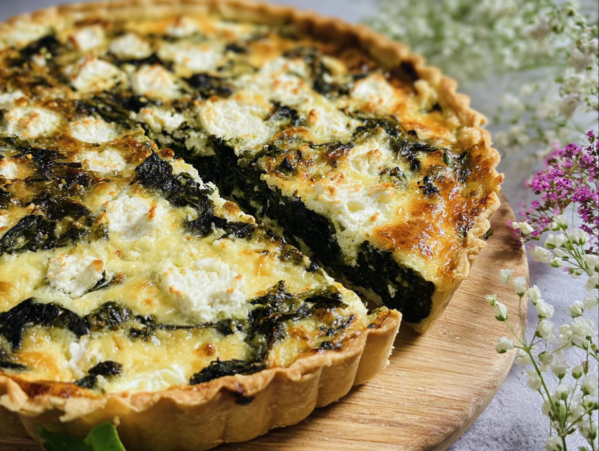 Gluten-Free Dandelion Greens and Feta Tart