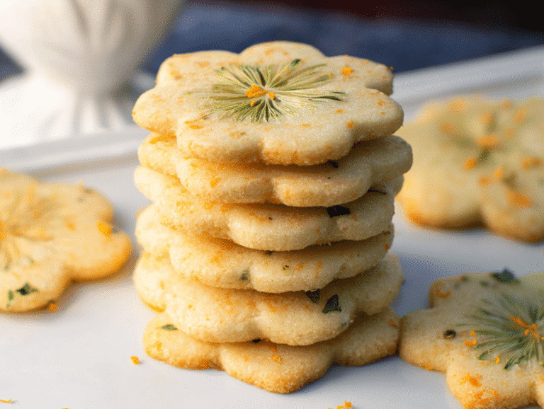 Gluten-Free Dandelion Shortbread Cookies
