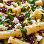 Gluten-Free Feta & Cranberry Rigatoni Salad with Lemon Vinaigrette