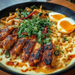 Gluten-Free Fiery Chicken Ramen with Creamy Garlic Sauce For Spring Dinner