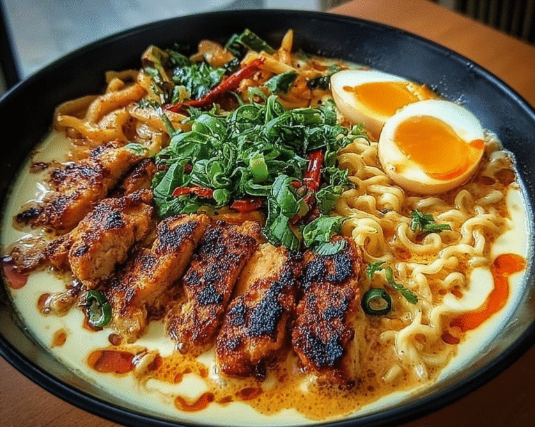 Gluten-Free Fiery Chicken Ramen with Creamy Garlic Sauce For Spring Dinner