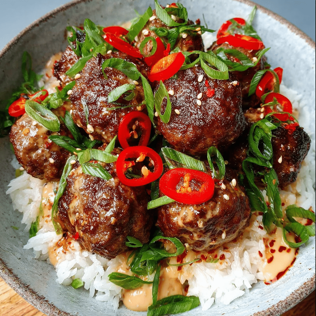 Gluten-Free Firecracker Meatballs Coconut Rice For Spring