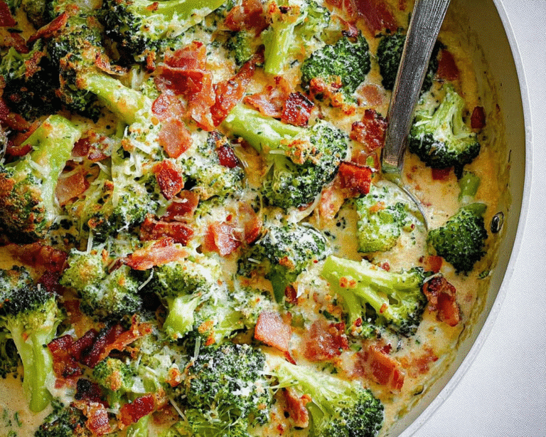 Gluten-Free Garlic Parmesan Broccoli with Bacon For Spring Dinner