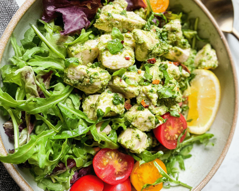 Gluten-Free Healthy & Easy Pesto Chicken Salad