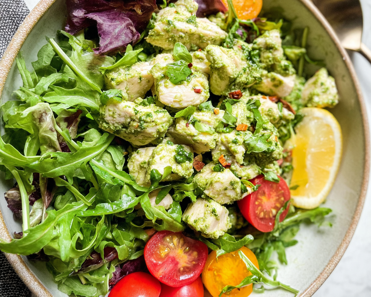 Gluten-Free Healthy & Easy Pesto Chicken Salad