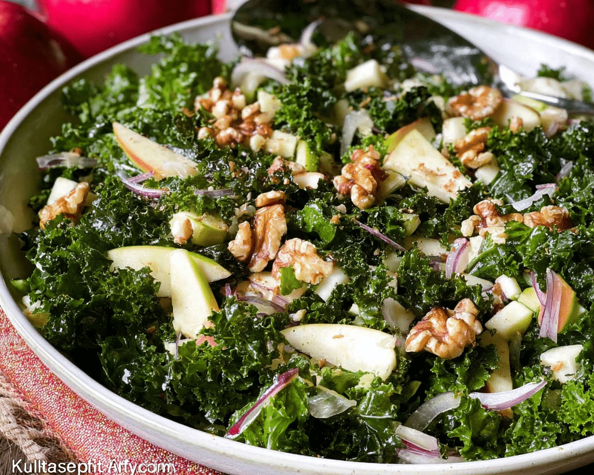 Gluten-Free Kale Apple and Walnut Salad For Spring Dinner