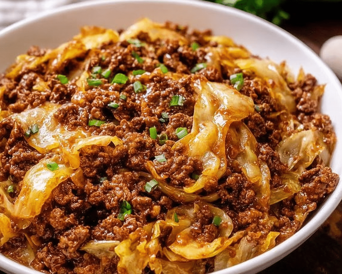 Gluten-Free Low Carb Mongolian Ground Beef with Cabbage