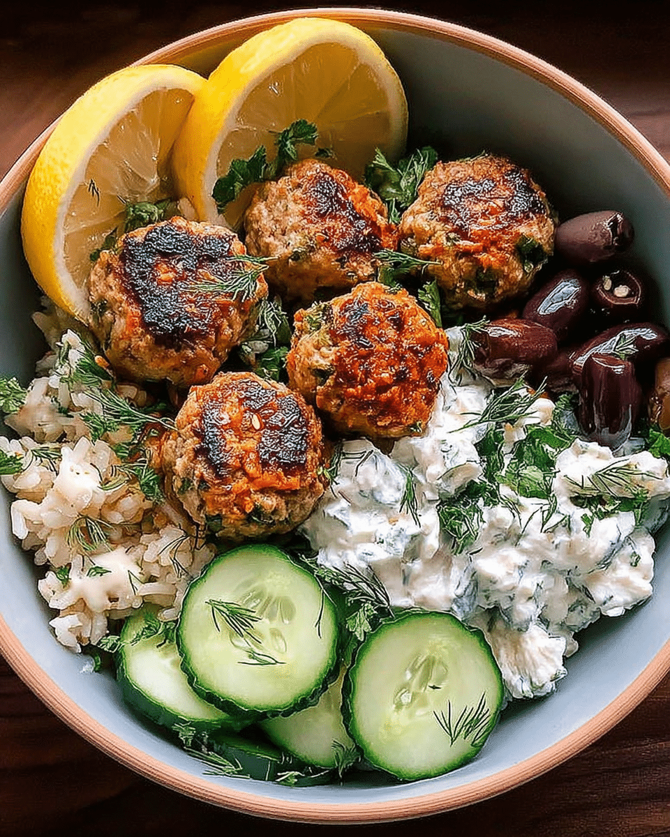 Gluten-Free Mediterranean Bowl With Turkey Meatballs