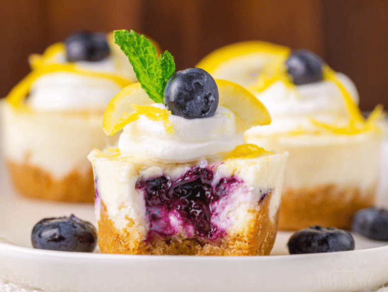 Gluten-Free Mini Lemon Blueberry Cheesecakes