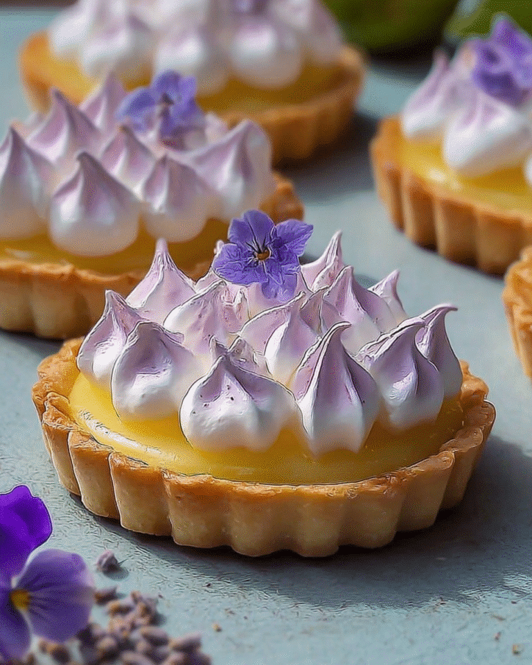 Gluten-Free Mini Lemon Tart with Lilac Meringue