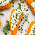 Gluten-Free Mini Orange Peppers as Carrots with Zesty Cream Cheese Spread