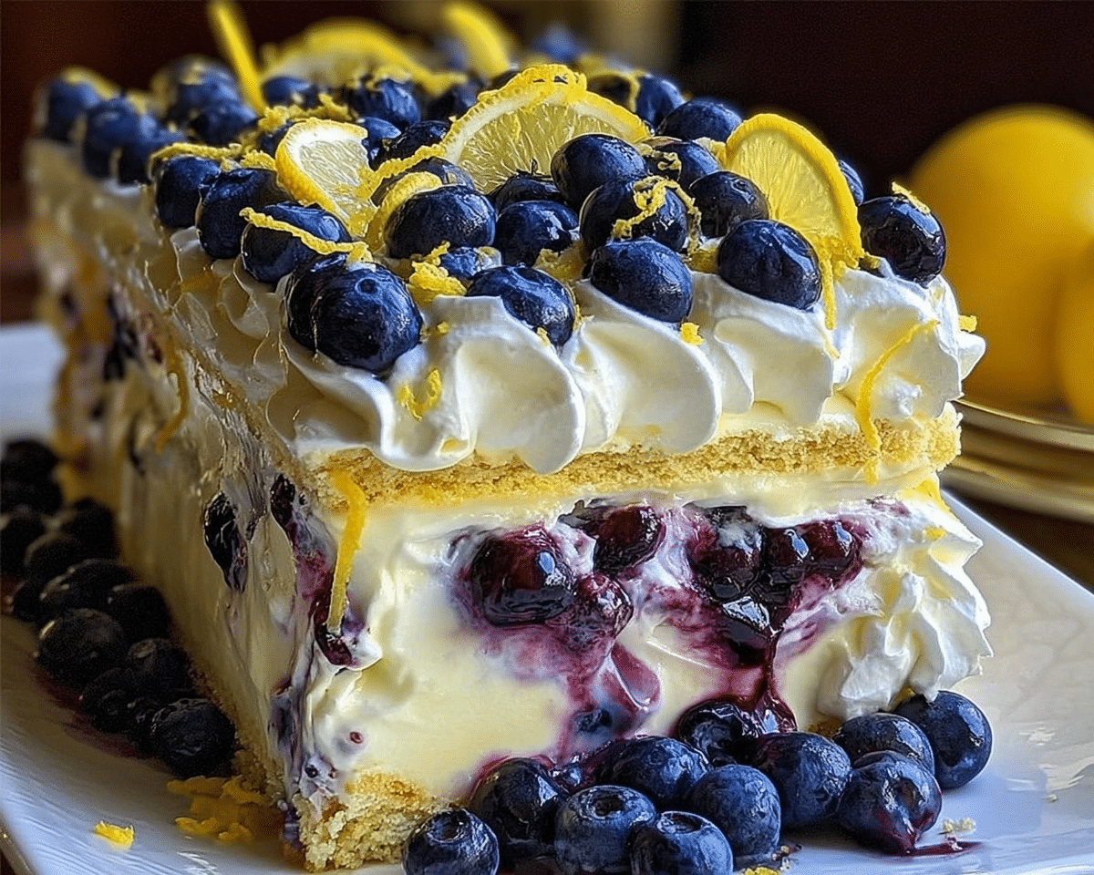 Gluten-Free No-Bake Lemon Blueberry Cream Cake For Spring Desserts