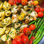 Gluten-Free One-Pan Pesto Chicken Tortellini and Veggies For Spring Dinner