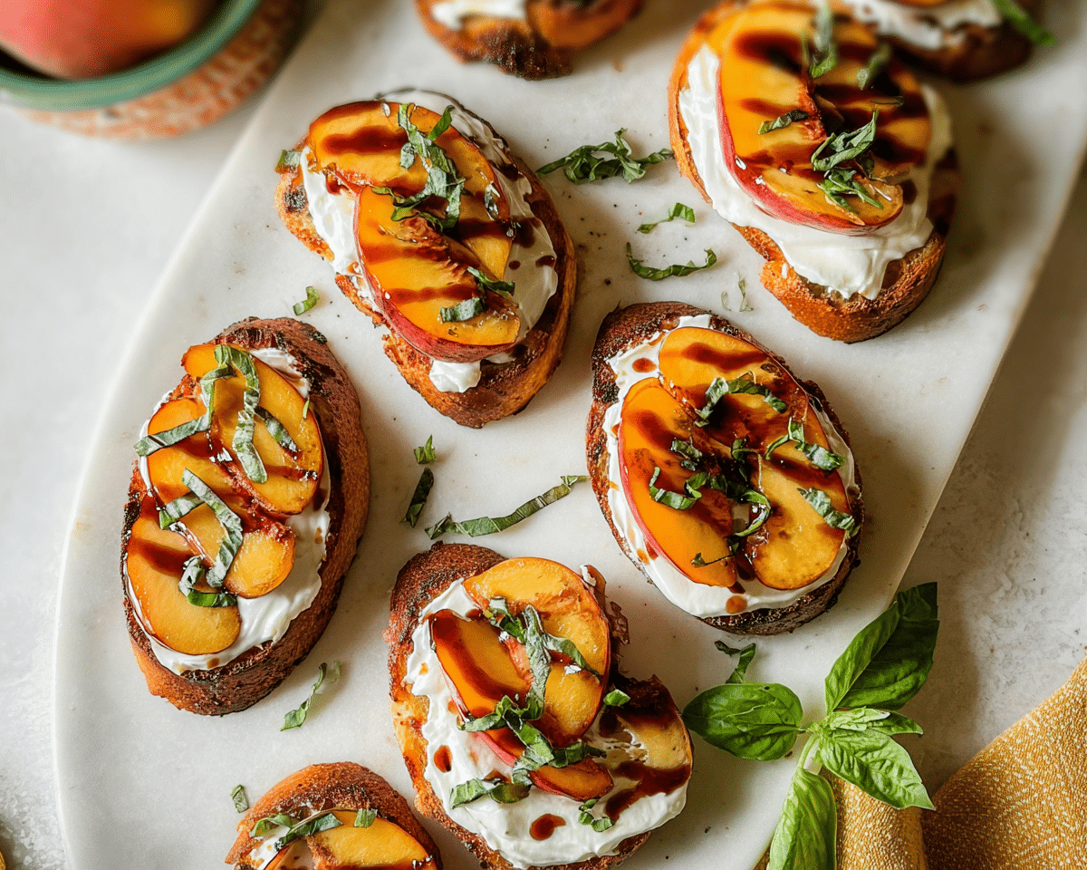 Gluten-Free Peach Bruschetta with Whipped Ricotta For Spring Dinner