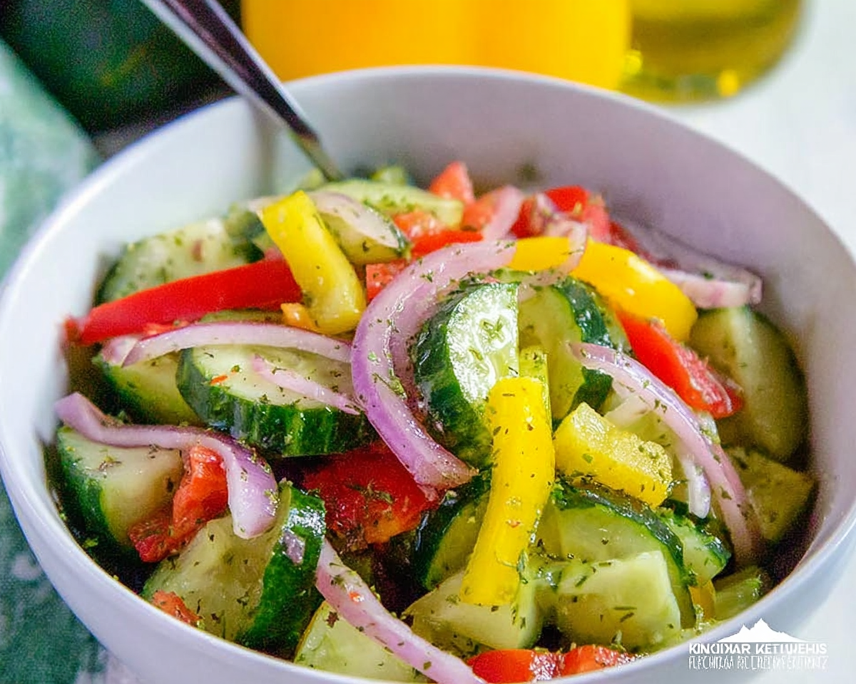 Gluten-Free Pickled Cucumber, Onion, and Bell Pepper Salad