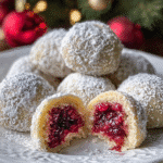 Gluten-Free Raspberry-Filled Almond Snowball Cookies