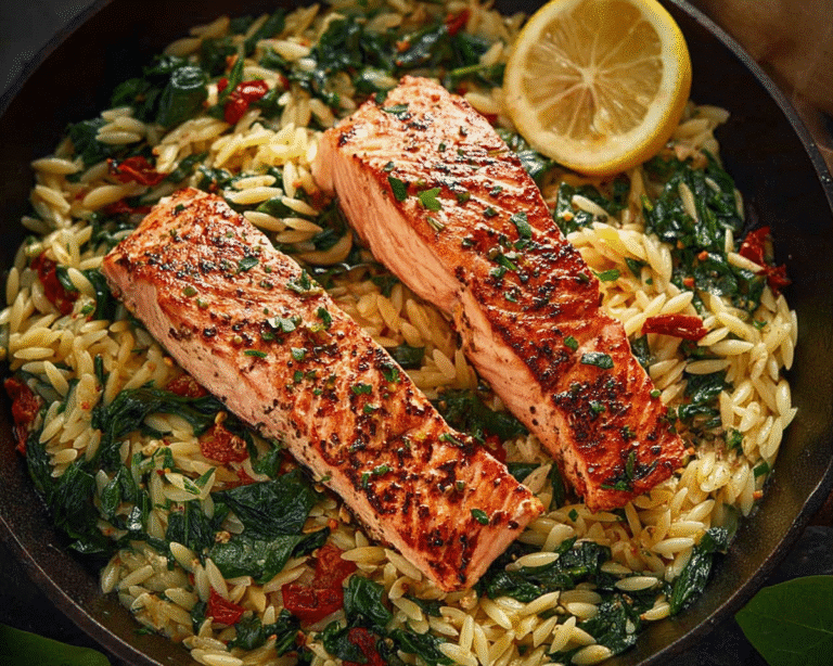 Gluten-Free Salmon Orzo For Spring