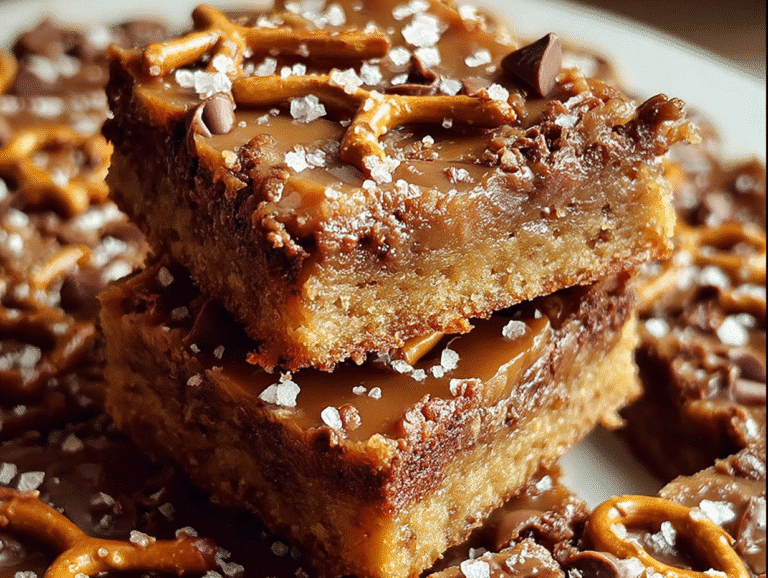 Gluten-Free Salted Caramel Pretzel Blondies