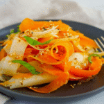 Gluten-Free Shaved Carrot and Daikon Salad with Sesame Ginger Dressing