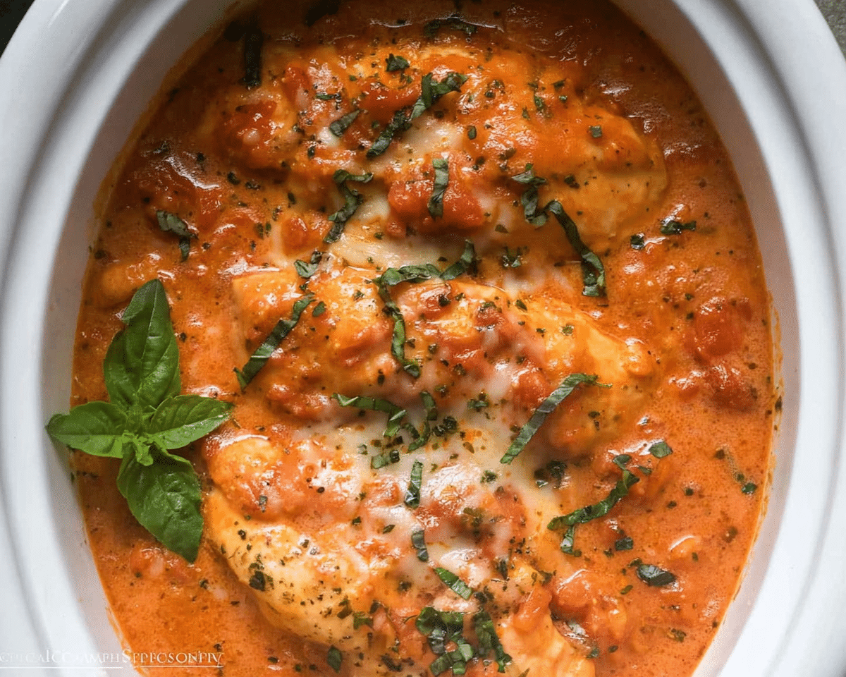 Gluten-Free Slow Cooker Tomato Basil Chicken Breast For Spring Dinner