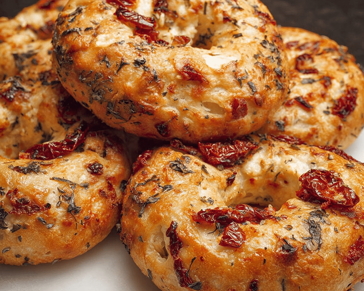 Gluten-Free Sourdough Sun Dried Tomato Bagels with Herbs and Cheese For Spring