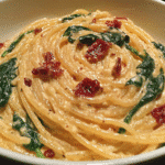 Gluten-Free Spaghetti & Spinach with Sun-Dried Tomato Cream Sauce For Spring Dinner