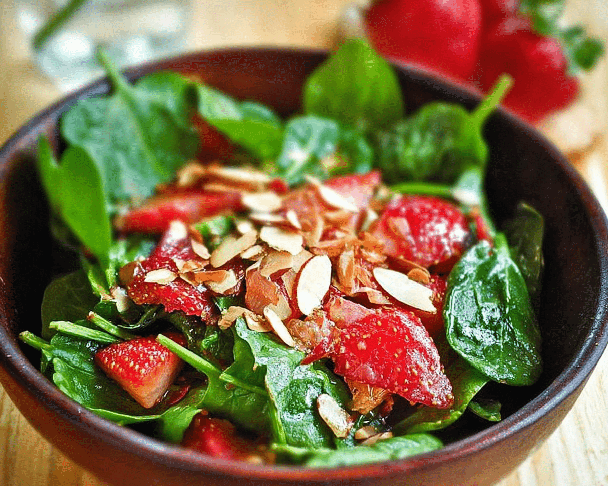 Gluten-Free Spinach, Strawberry, and Almond Salad For Spring