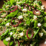 Gluten-Free Spring Pea Feta Couscous Salad with Basil Vinaigrette