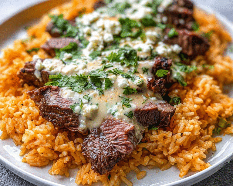 Gluten-Free Steak & Cheese Rice For Spring Dinner