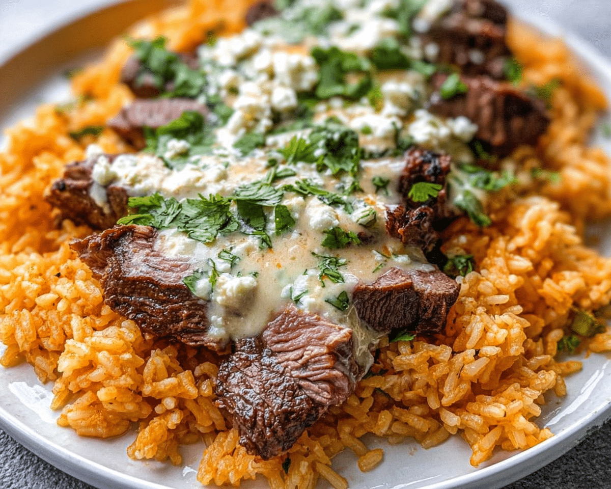 Gluten-Free Steak & Cheese Rice For Spring Dinner