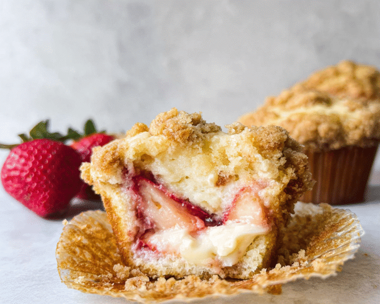 Gluten-Free Strawberry Cream Cheese Muffins with Streusel Topping For Spring Desserts