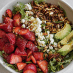 Gluten-Free Strawberry Crunch Salad with Champagne Vinaigrette For Spring Dinner
